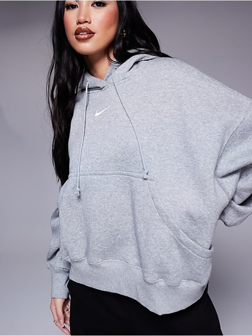 Nike Women's Grey Oversize Pullover Hoodie Large